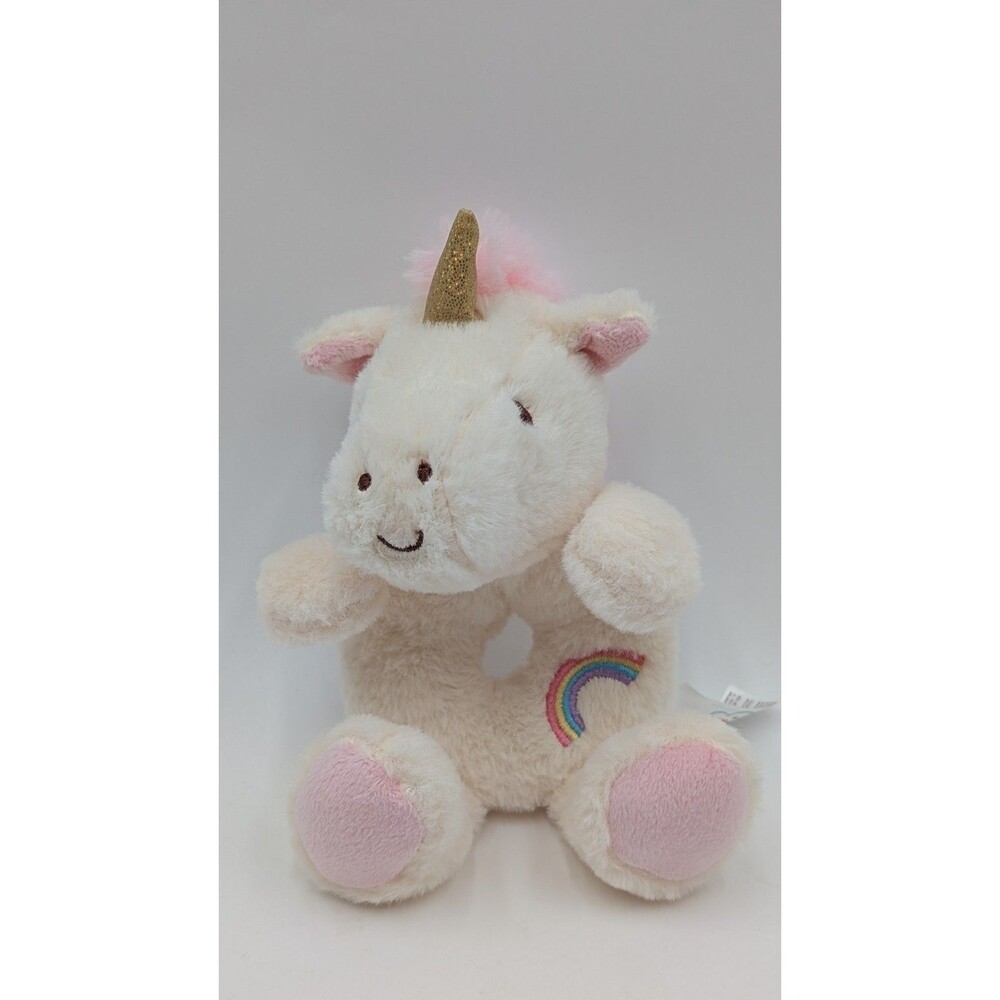 Spark Create Imagine Unicorn Plush Rattle Ring Rainbow Crinkle Lovey